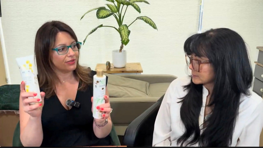 Monina Wright of Moderne Beauty and Velia Ramsons of Velia Beauty Co filming a podcast episode