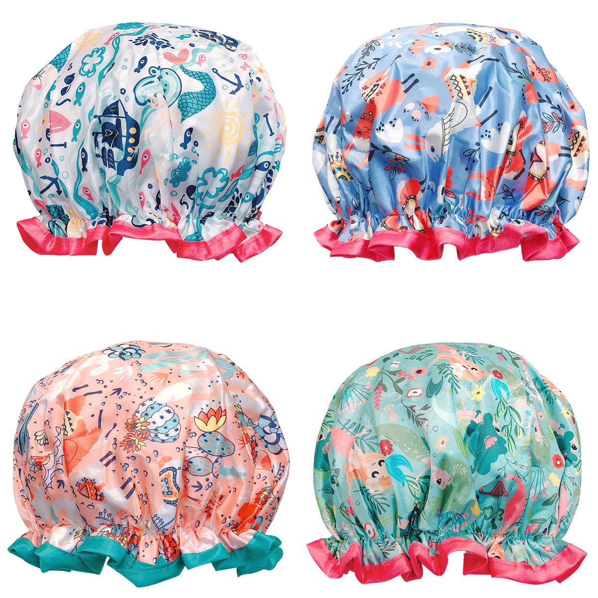 Double Layer waterproof shower cap with Peva lining