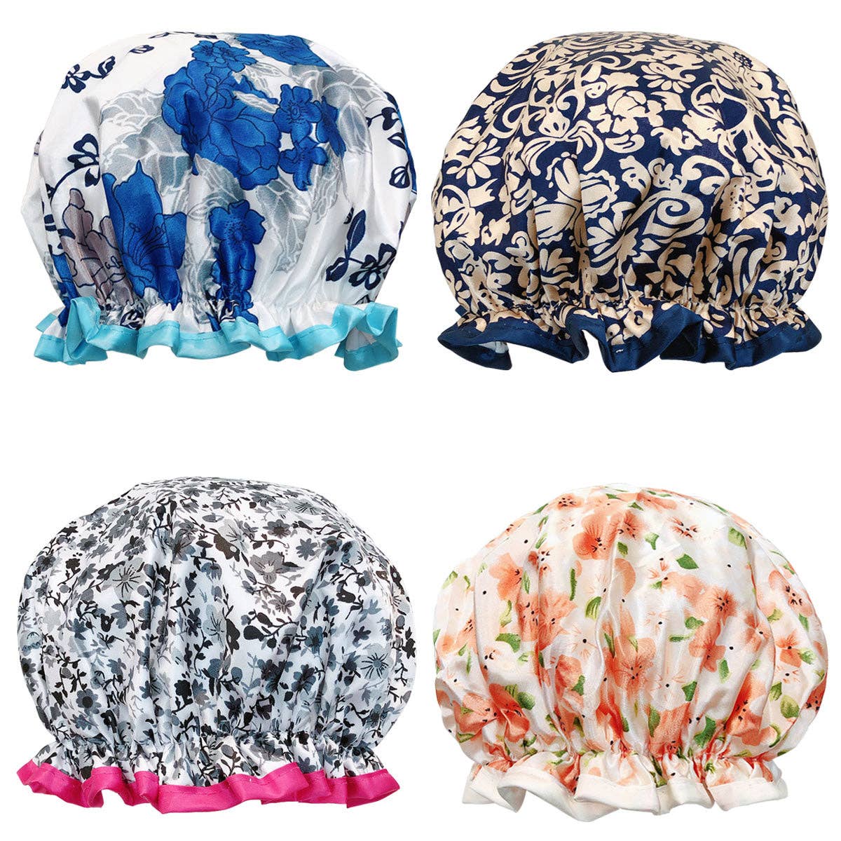 Double Layer waterproof shower cap with Peva lining